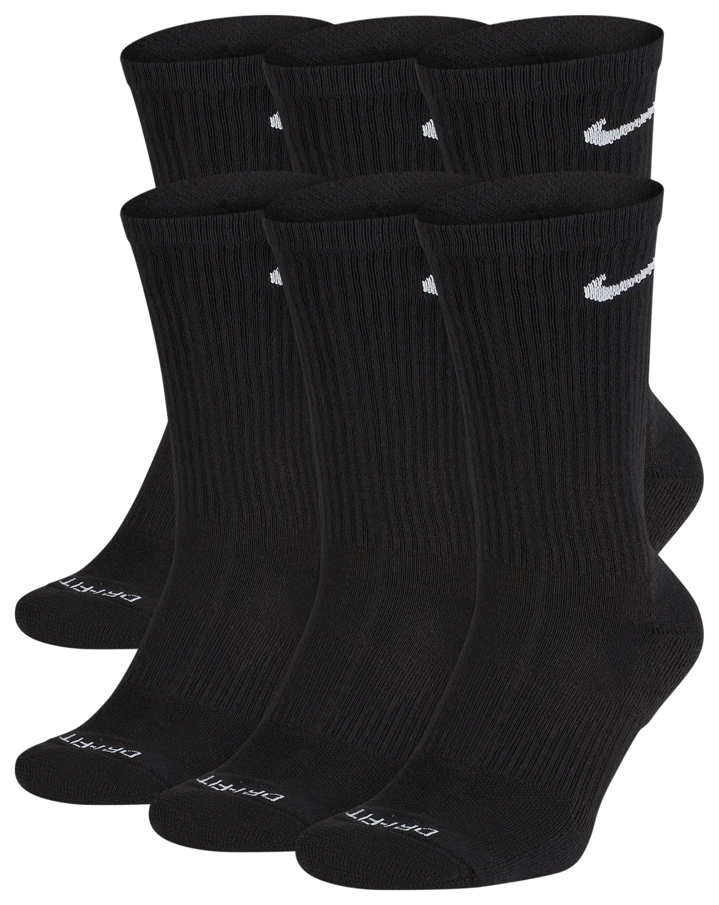 Nike 6 Pack Everyday Plus Cushioned Socks - Black/White - Image 1