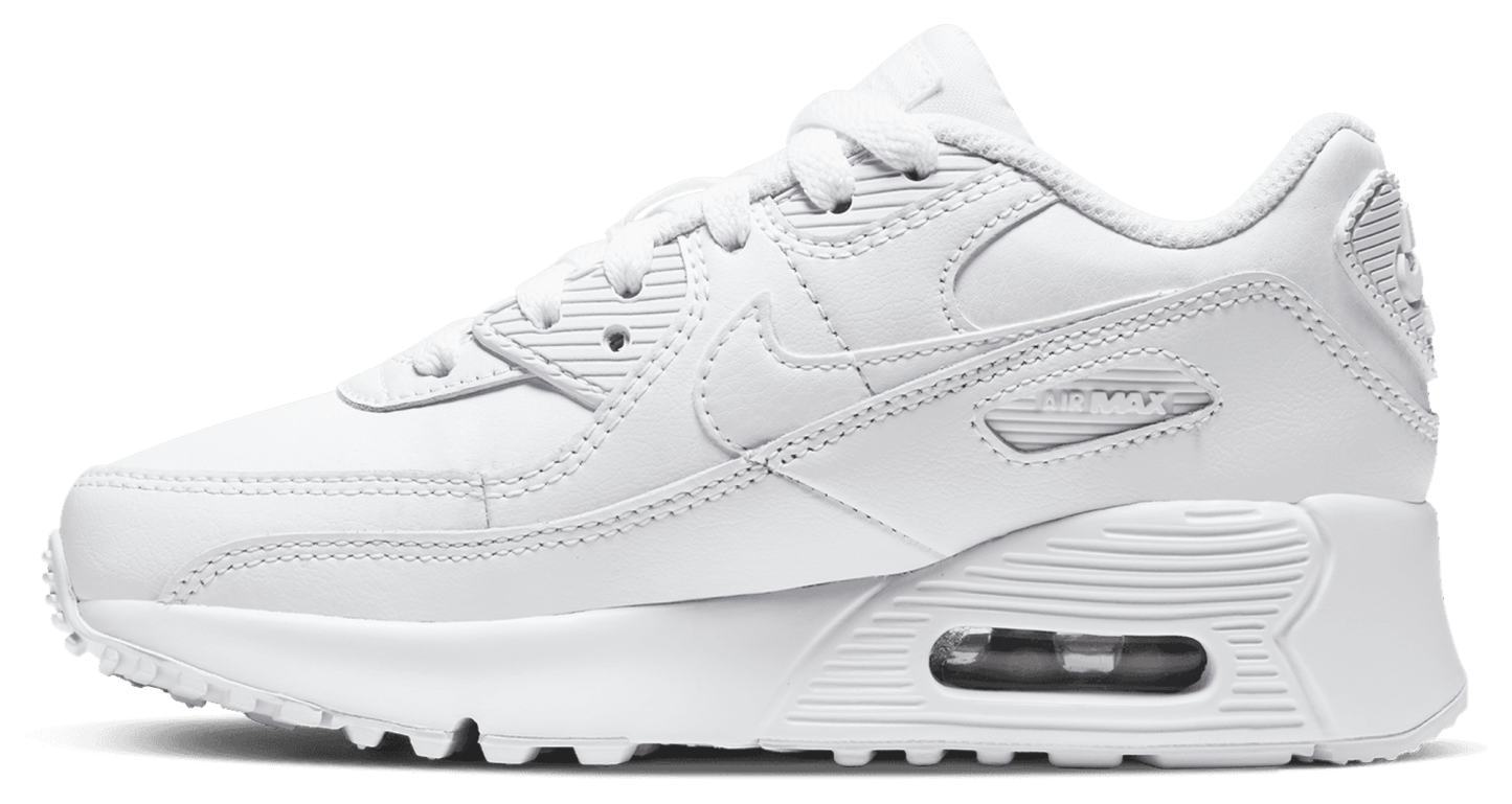 Nike Air Max 90 童款 - White/White/Metallic Silver - Image 3