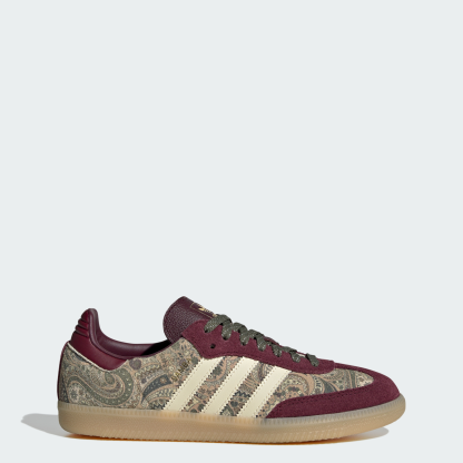 adidas SAMBA OG x LIBERTY LONDON SHOES - Maroon / Warm Vanilla / Olive Strata - View 1
