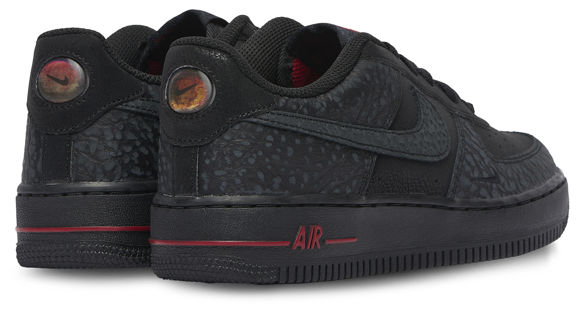 Nike Air Force 1 Low 童款 - Black/Grey/Red - Image 3
