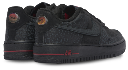 Nike Air Force 1 Low 童款 - Black/Grey/Red - Image 3
