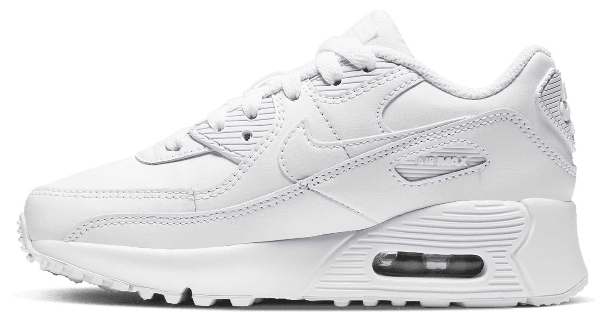 Nike Air Max 90 童款 - White/White/Metallic Silver - Image 3