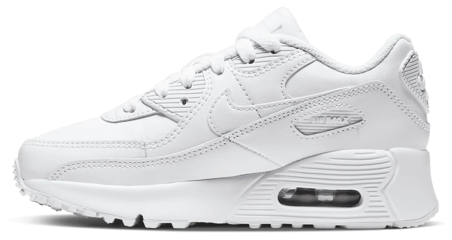Nike Air Max 90 童款 - White/White/Metallic Silver - Image 3