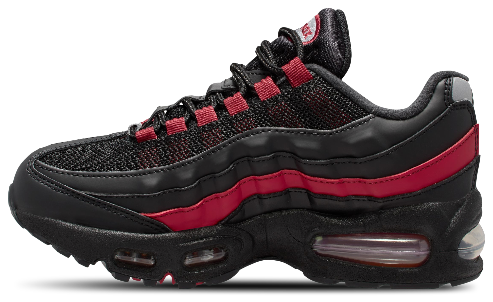 Nike Air Max 95 BB Leather 童款 - Black/Crimson/Wolf Grey - Image 2