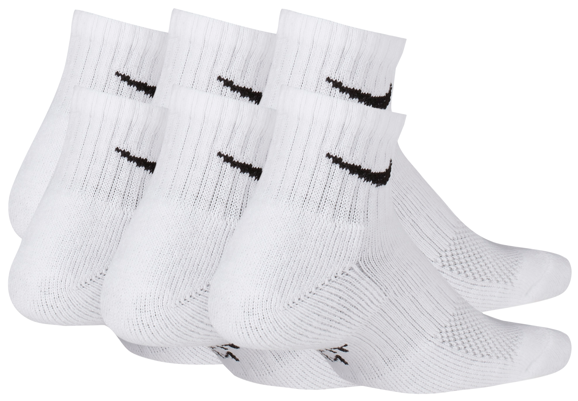 Nike 6 Pack Cushioned Quarter Socks 童款 - White/Black - Image 3