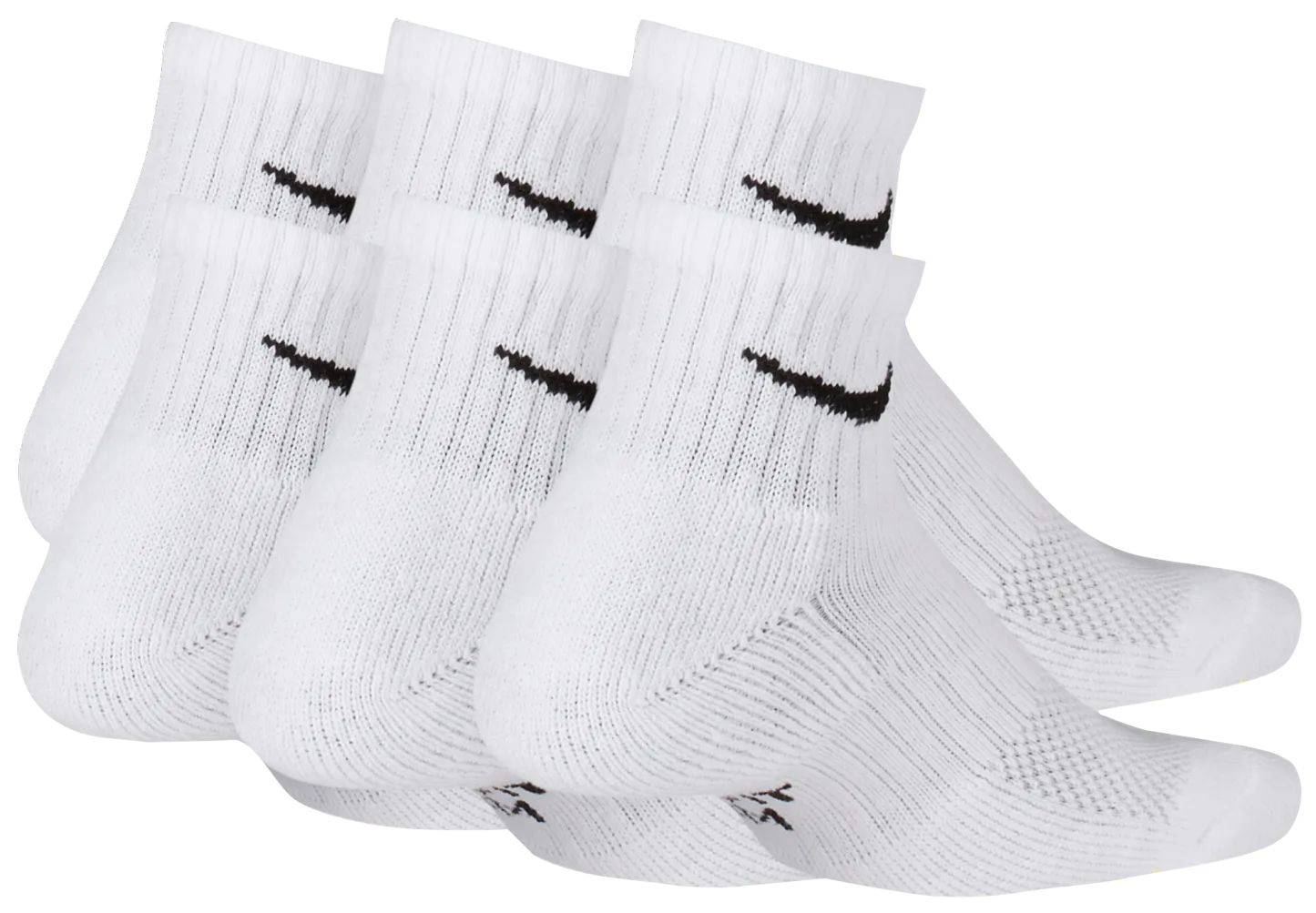 Nike 6 Pack Cushioned Quarter Socks 童款 - White/Black - Image 3