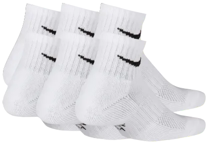 Nike 6 Pack Cushioned Quarter Socks 童款 - White/Black - Image 3