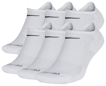 Nike 6 Pack Dri-FIT Plus No Show Socks - Black/White - Image 2