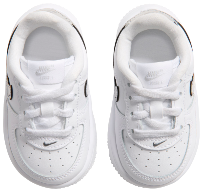 Nike Air Force 1 Low Lace 童款 - White/Black/Silver - Image 4