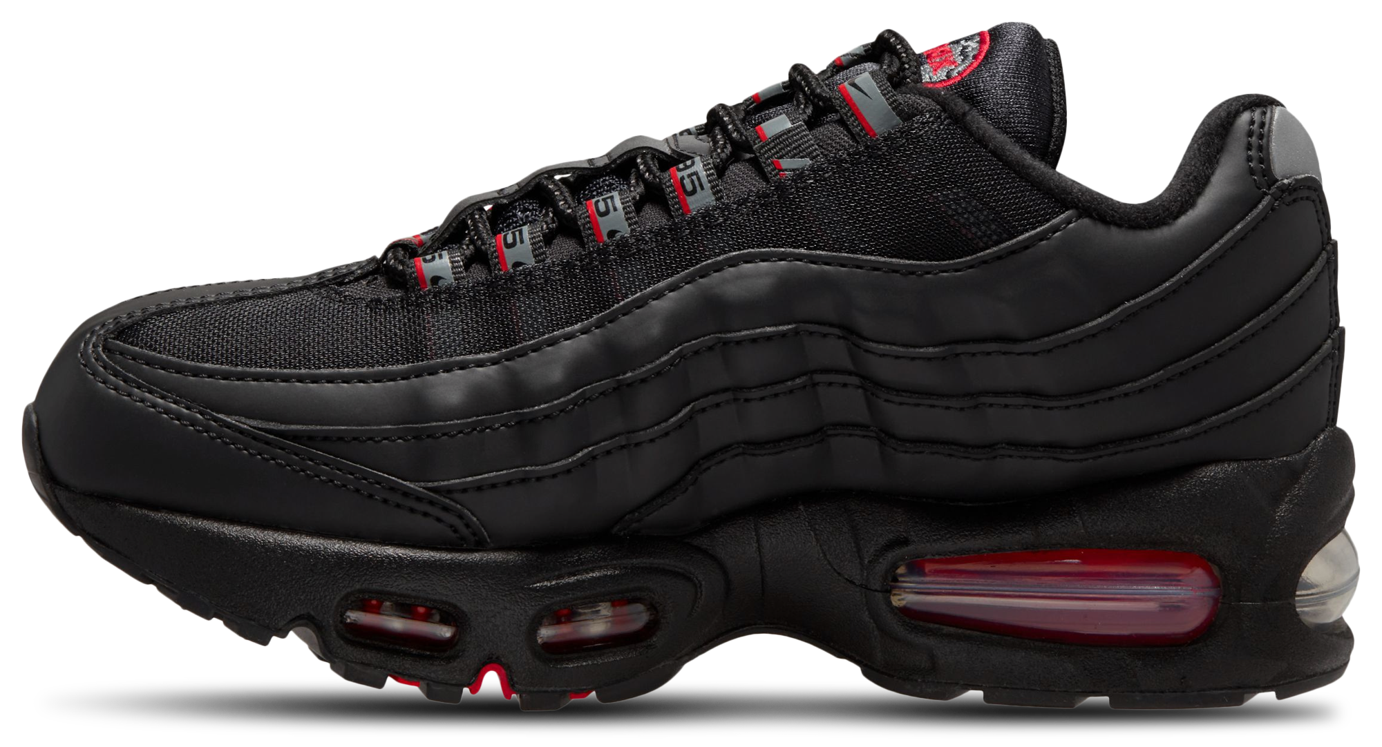 Nike Air Max 95 BB Leather 童款 - Black/Red - Image 2