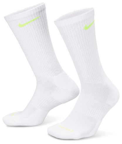 Nike 3 Pack Dri-FIT Plus Crew Socks - Volt/White - Image 1