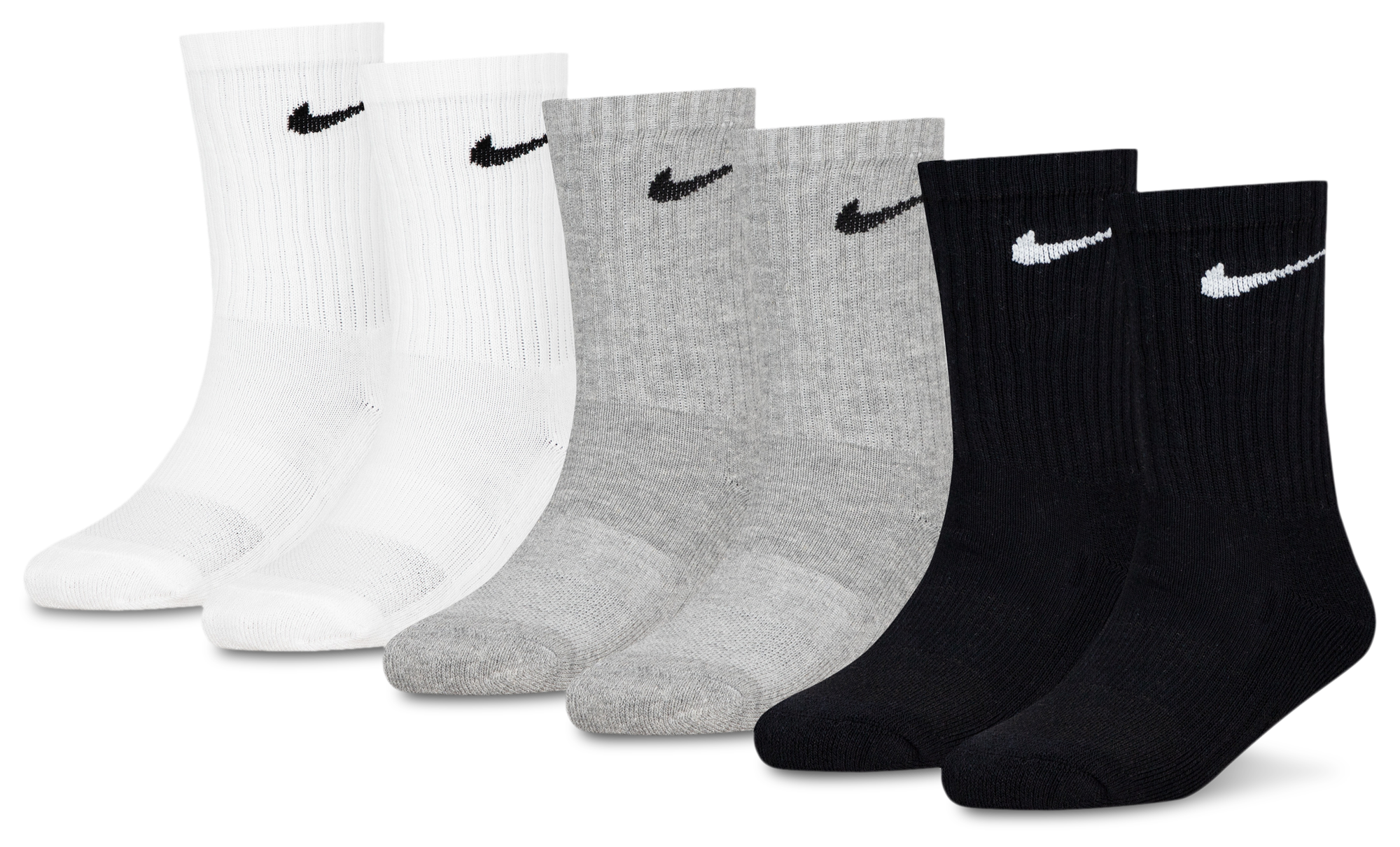 Nike 6 Pack Dri-FIT Performance Basic Crew Socks 童款 - Dark Grey Heather/Black - Image 1