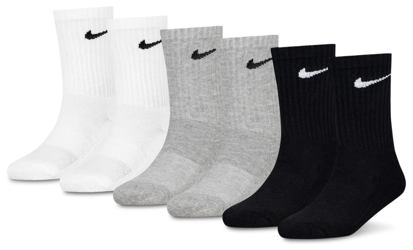 Nike 6 Pack Dri-FIT Performance Basic Crew Socks 童款 - Dark Grey Heather/Black - Image 1