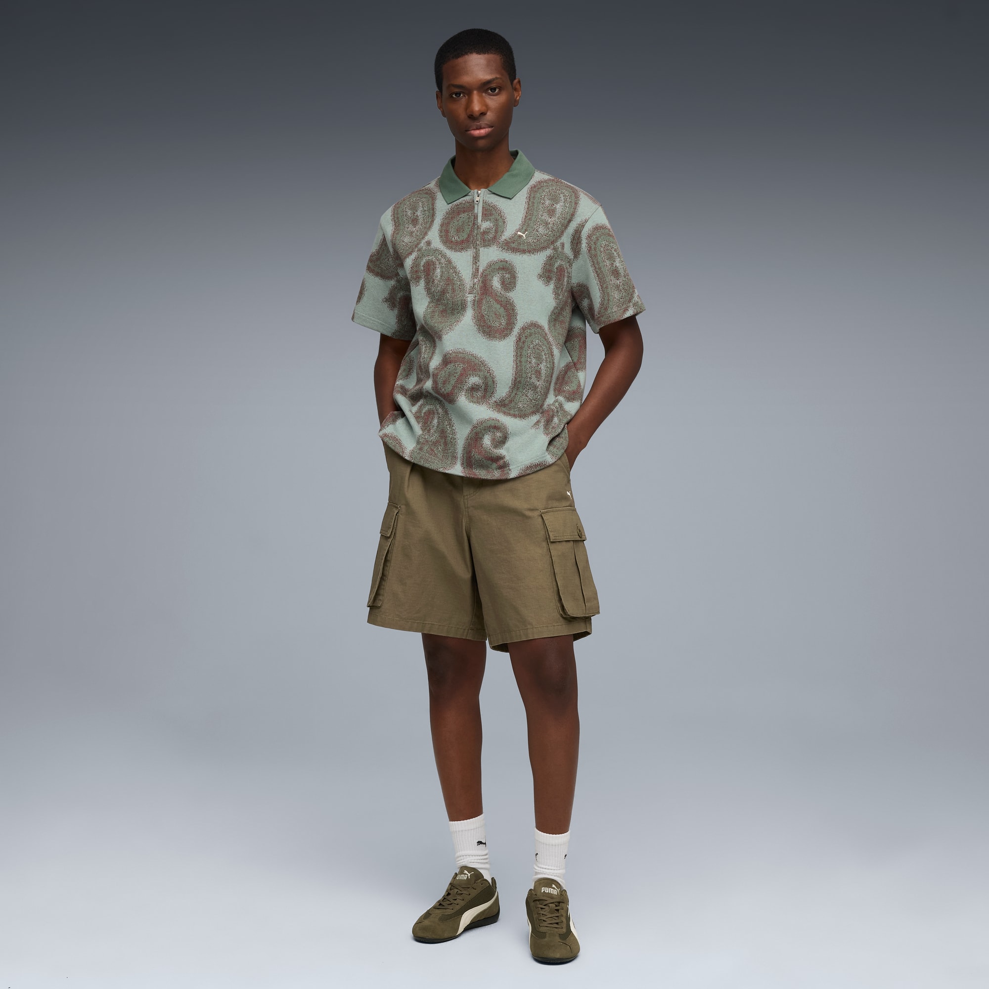 Speedcat Mesh Sneakers - Loden Green-Warm White - 3
