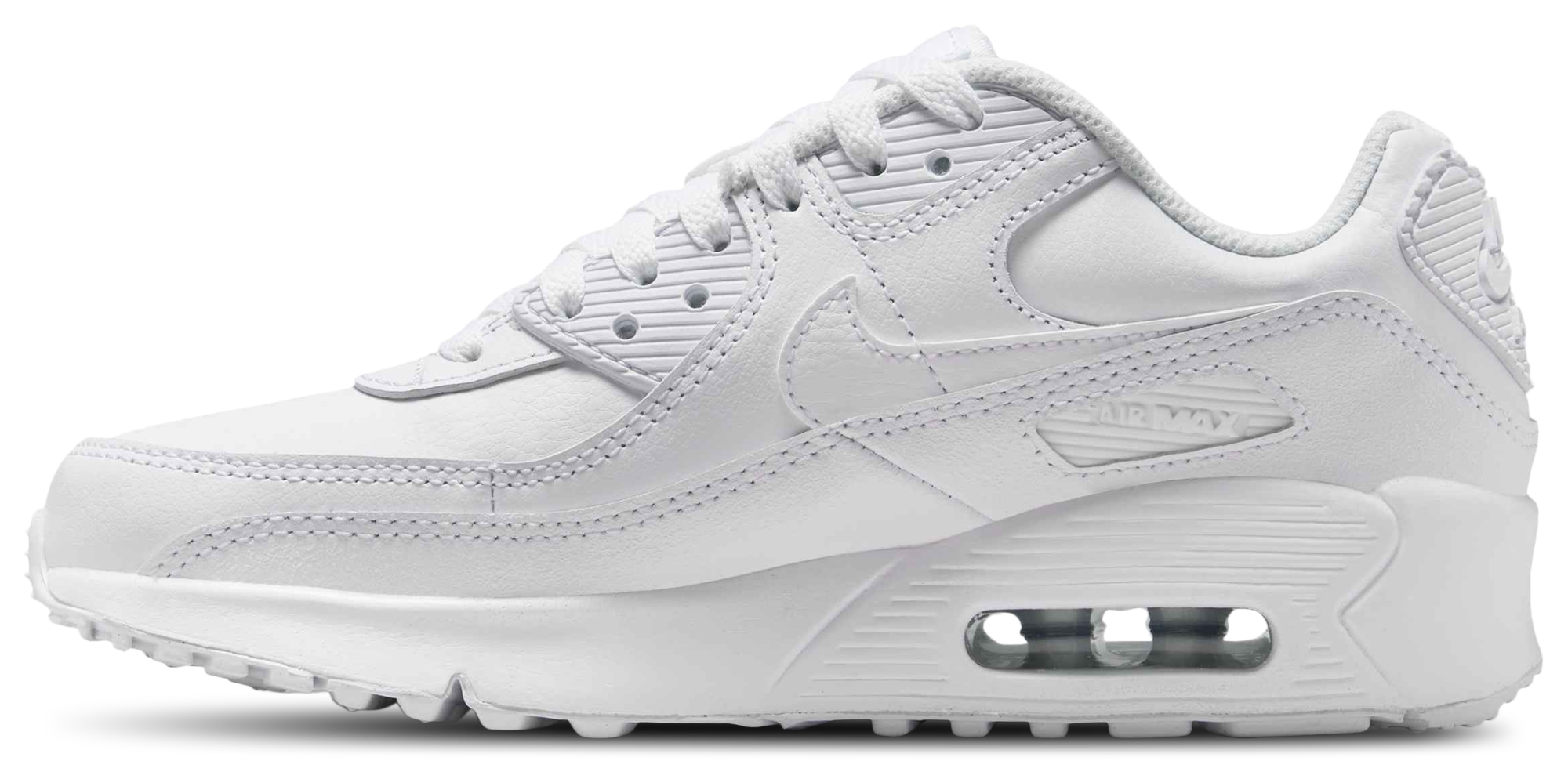 Nike Air Max 90 童款 - White/White/Metallic Silver - Image 2