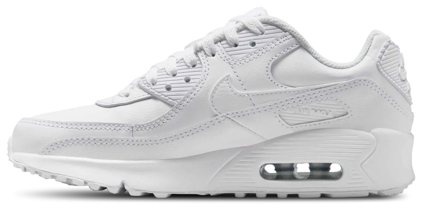 Nike Air Max 90 童款 - White/White/Metallic Silver - Image 2