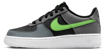 Nike Air Force 1 Low 童款 - Black/Lime Blast/Smoke Grey - Image 2