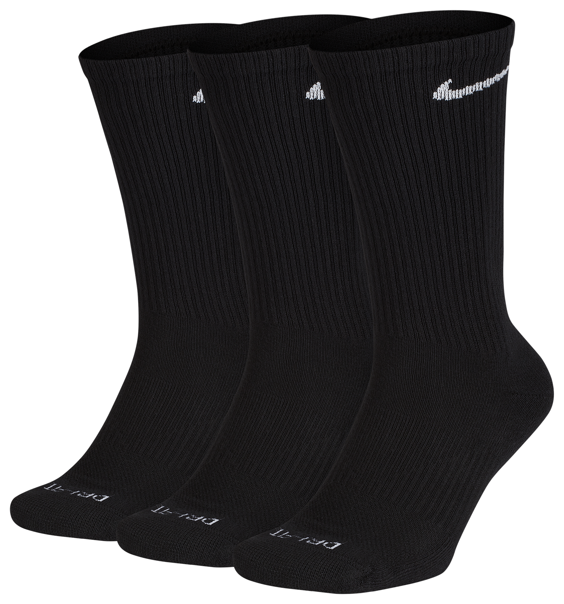 Nike 3 Pack Dri-FIT Plus Crew Socks - Black/White - Image 2