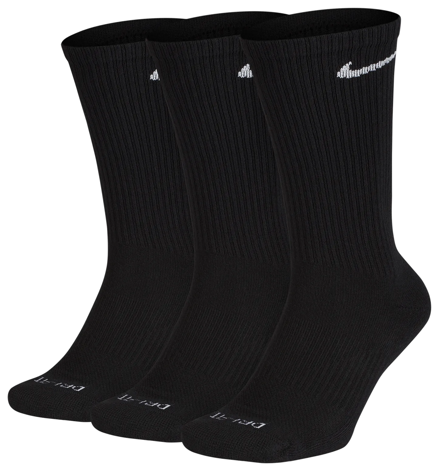 Nike 3 Pack Dri-FIT Plus Crew Socks - Black/White - Image 2