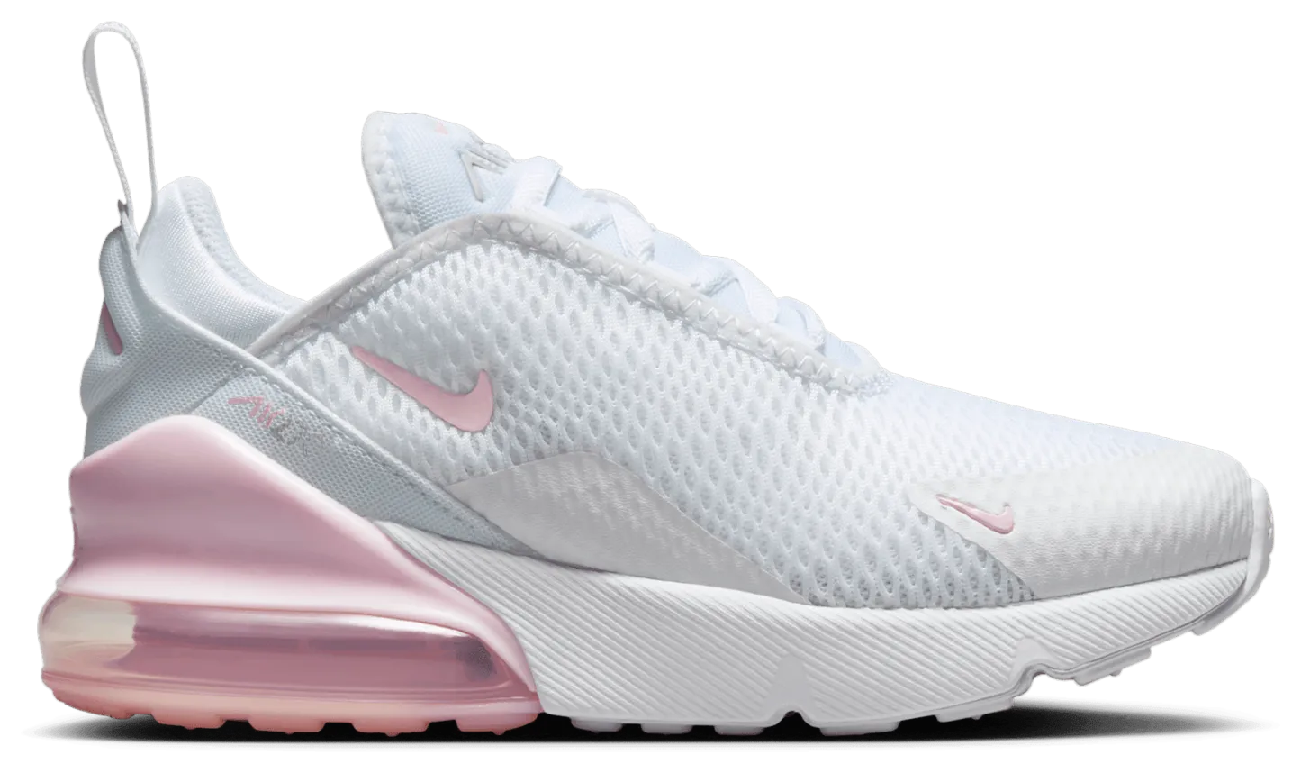Nike Air Max 270 童款 - White/Pink Foam/Lt Smoke Grey - Image 1