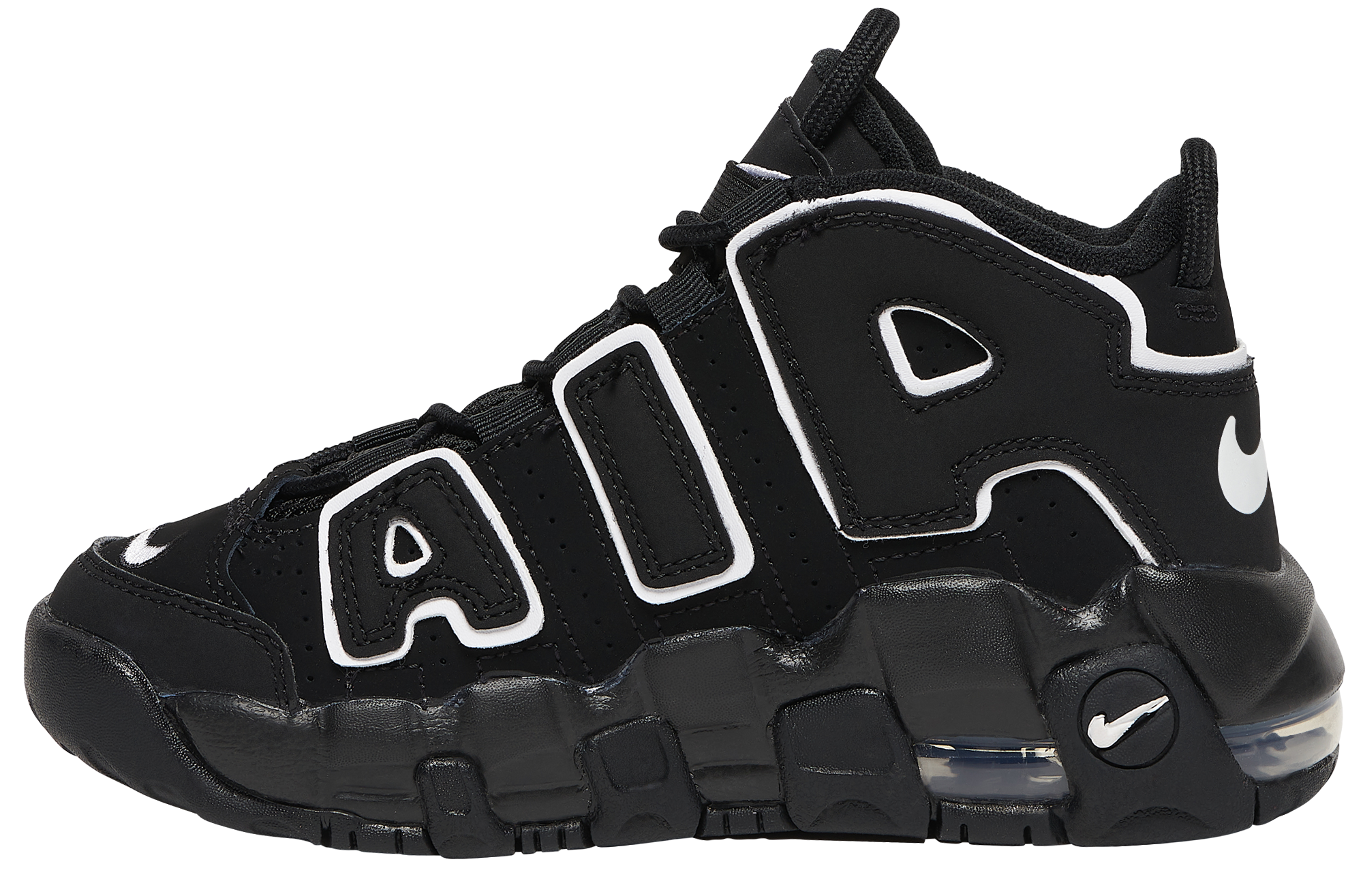 Nike Air More Uptempo 童款 - Black/Black/White - Image 2