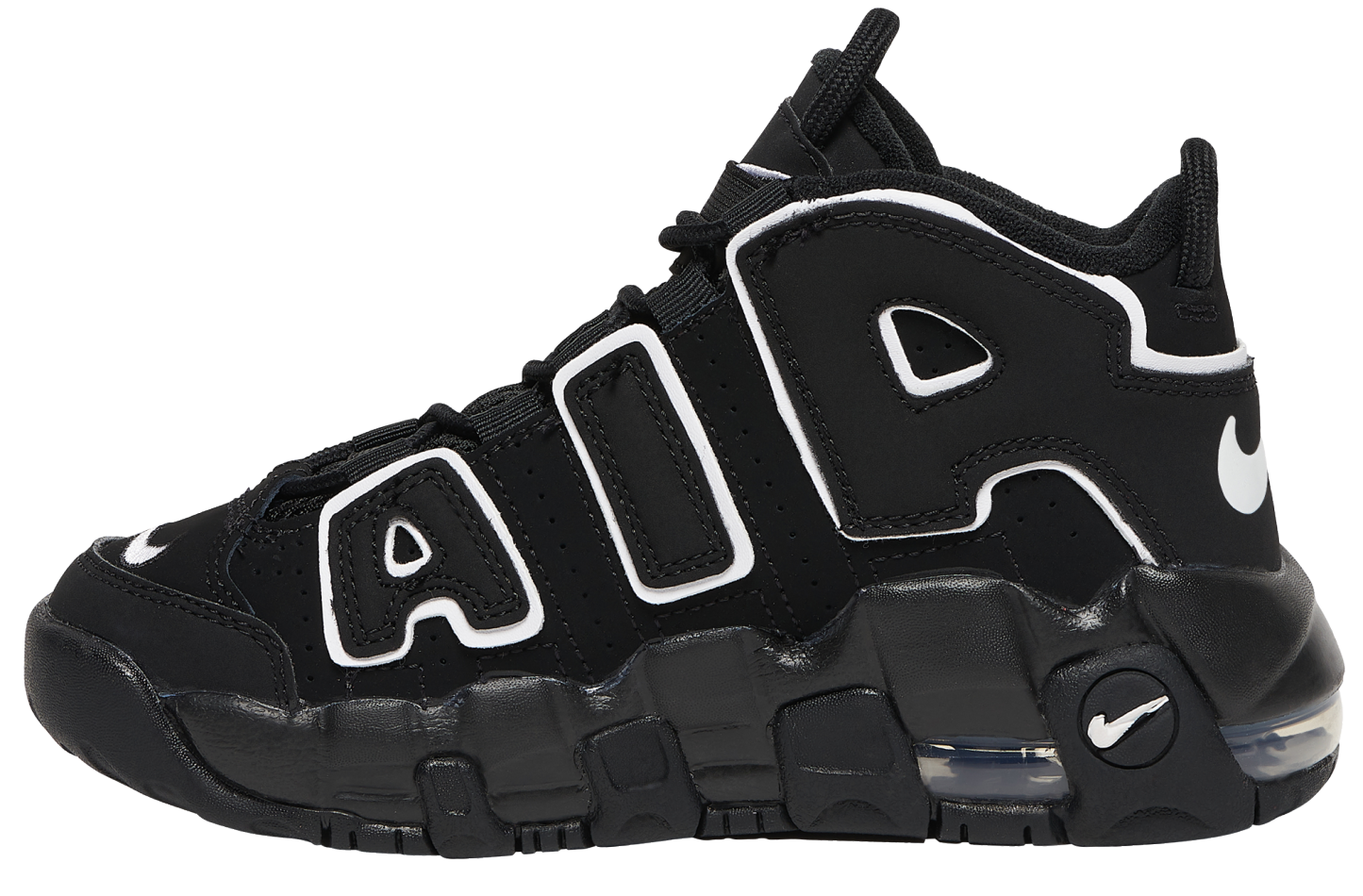 Nike Air More Uptempo 童款 - Black/Black/White - Image 2