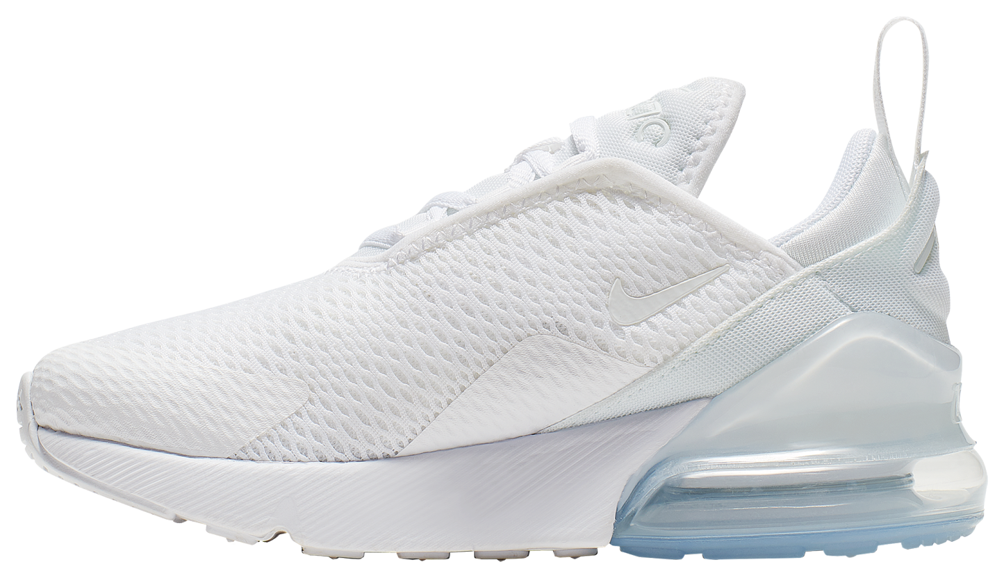 Nike Air Max 270 童款 - White/White/Metallic Silver - Image 2