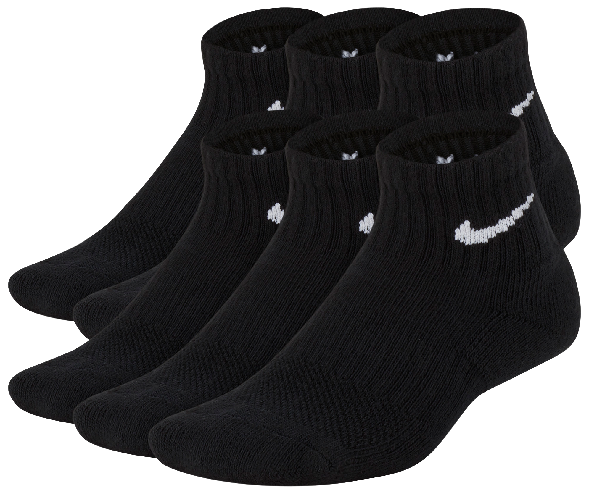 Nike 6 Pack Cushioned Quarter Socks 童款 - Black/White - Image 1