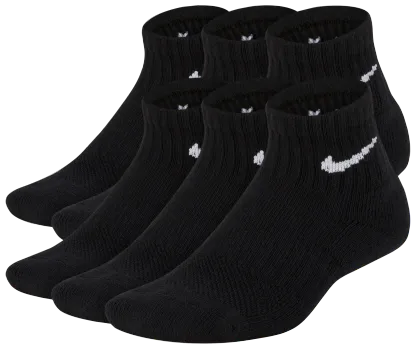 Nike 6 Pack Cushioned Quarter Socks 童款 - Black/White - Image 1