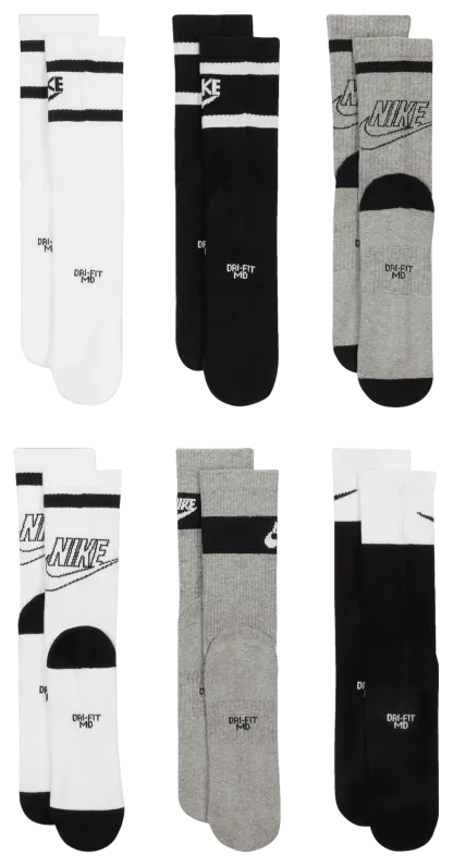 Nike GFX 6 Pack Crew Socks - Grey/Black/White - Image 4