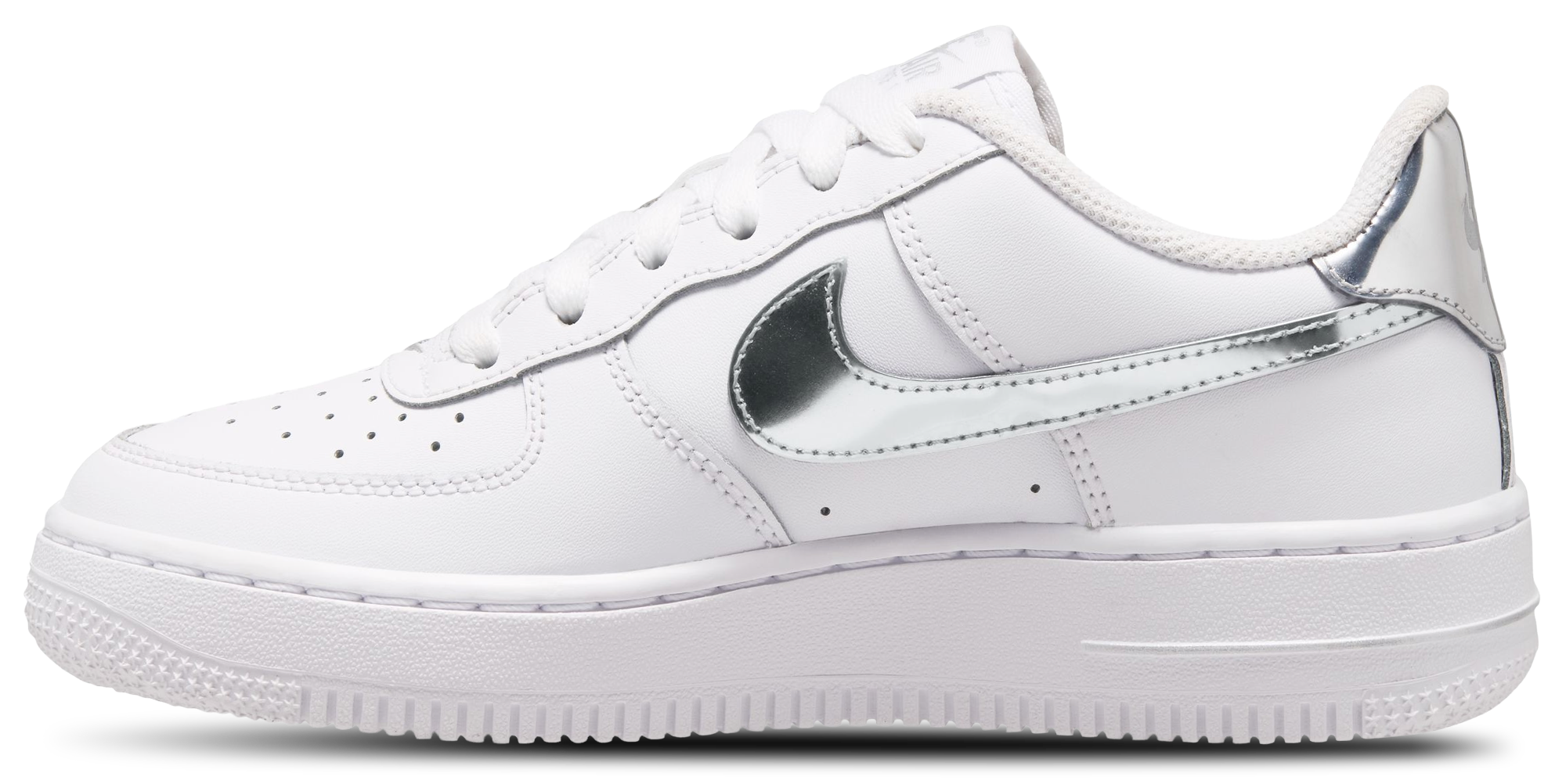 Nike Air Force 1 Low 童款 - White/Silver/Black - Image 2