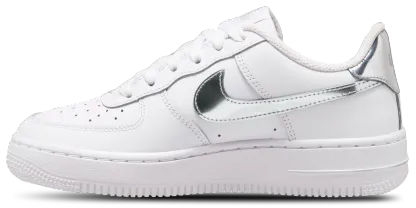 Nike Air Force 1 Low 童款 - White/Silver/Black - Image 2