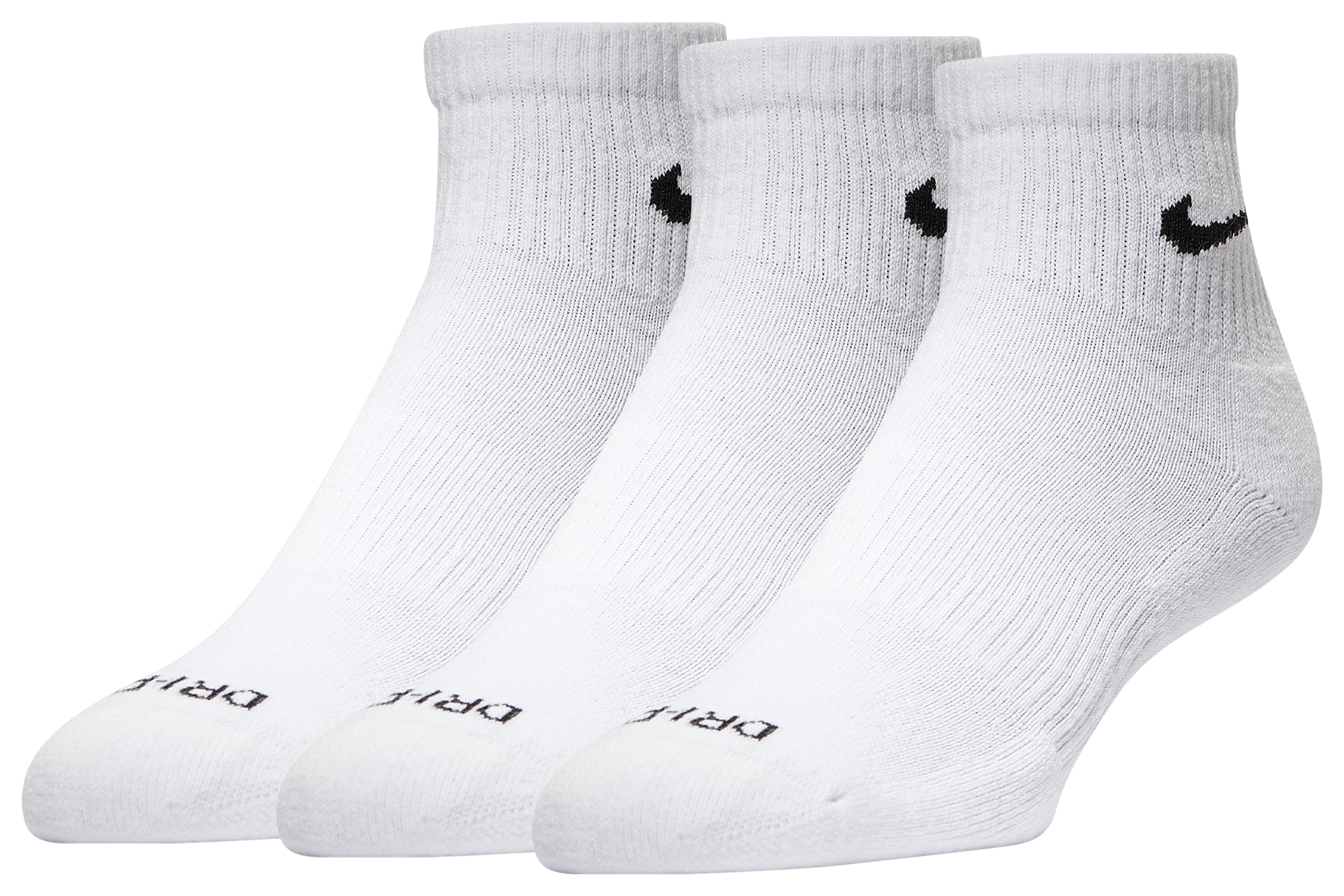 Nike 3 Pack Dri-FIT Plus Quarter Socks - White/Black - Image 1