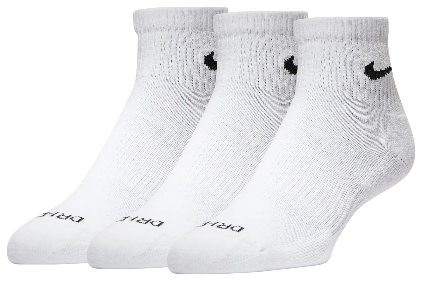 Nike 3 Pack Dri-FIT Plus Quarter Socks - White/Black - Image 1
