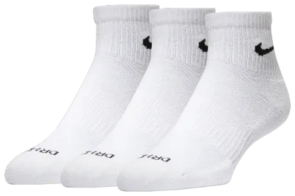 Nike 3 Pack Dri-FIT Plus Quarter Socks - White/Black - Image 1