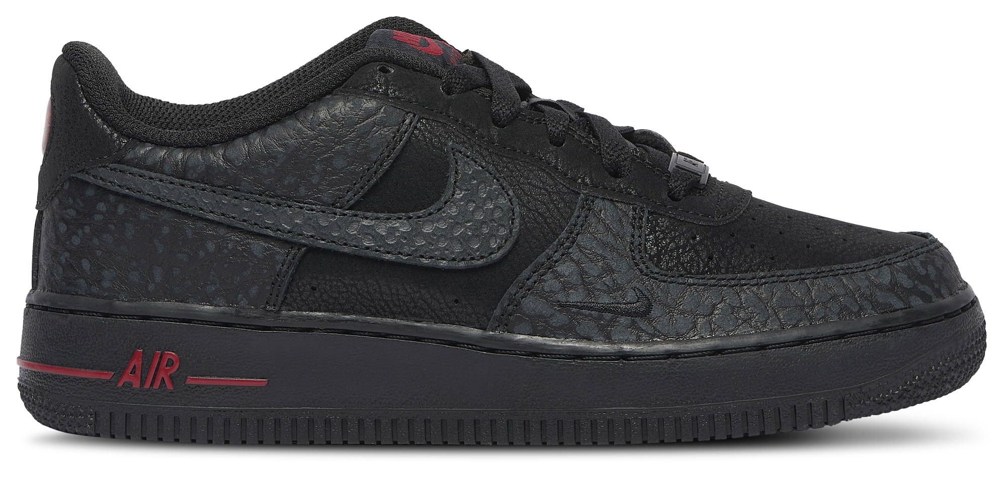 Nike Air Force 1 Low 童款 - Black/Grey/Red - Image 1