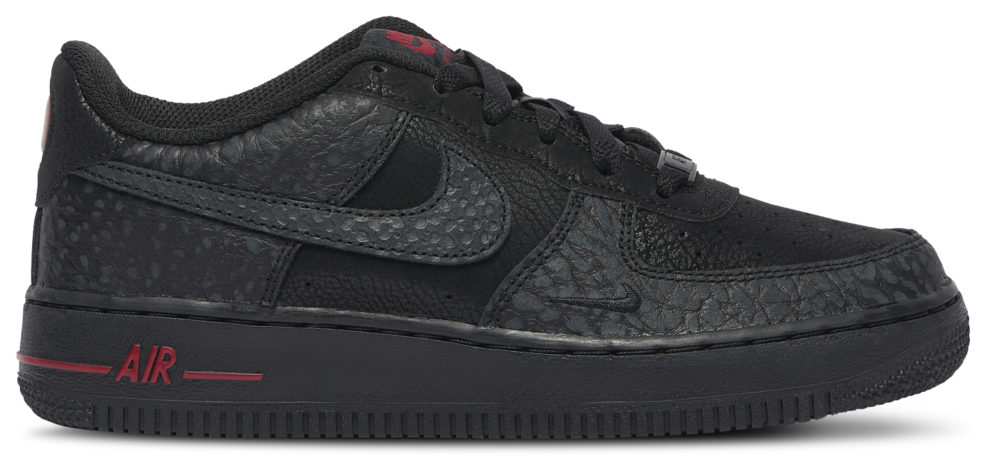 Nike Air Force 1 Low 童款 - Black/Grey/Red - Image 1