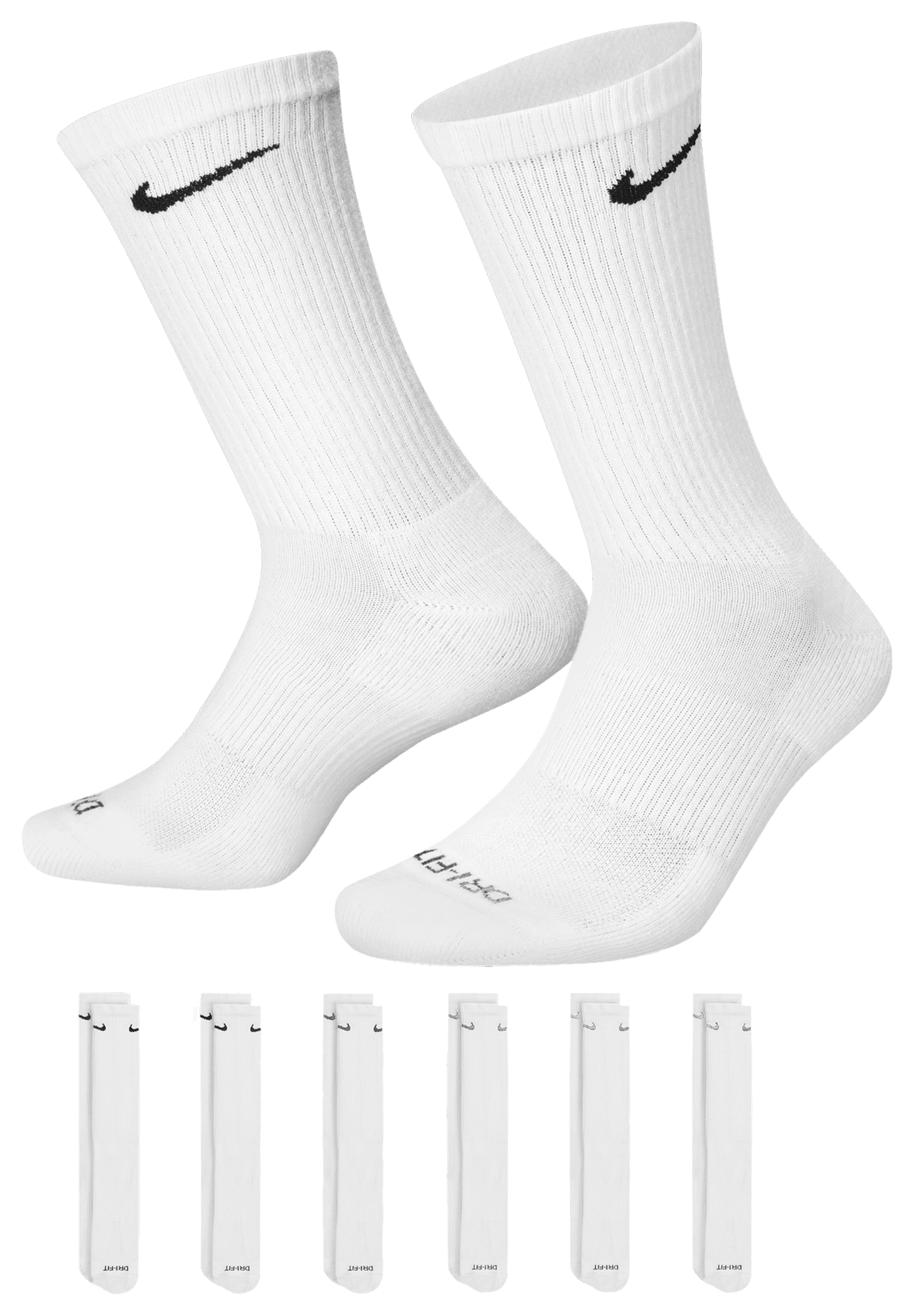 Nike 6 Pack Everyday Plus Cushioned Socks - Black/White - Image 1