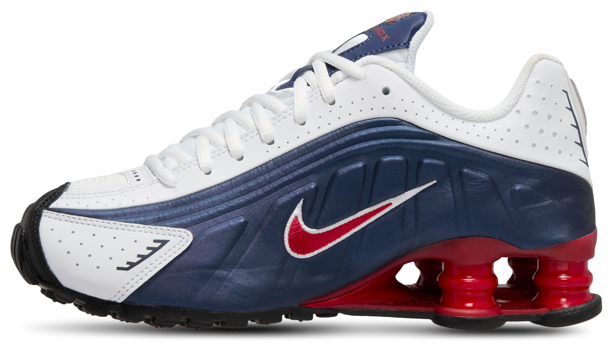 Nike Shox R4 童款 - Midnight Navy/White/Gym Red - Image 2