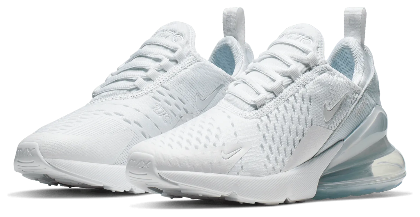 Nike Air Max 270 童款 - White/White/Metallic Silver - Image 6