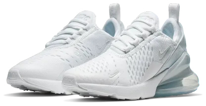 Nike Air Max 270 童款 - White/White/Metallic Silver - Image 6