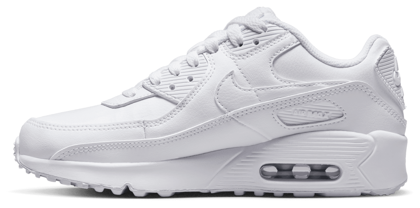 Nike Air Max 90 童款 - White/White/Metallic Silver - Image 2