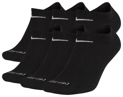 Nike 6 Pack Dri-FIT Plus No Show Socks - Black/White - Image 1