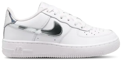 Nike Air Force 1 Low 童款 - White/Silver/Black - Image 1