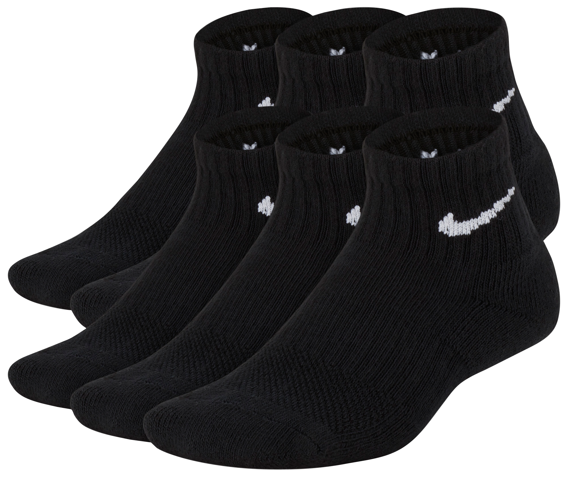 Nike 6 Pack Cushioned Quarter Socks 童款 - Black/White - Image 2