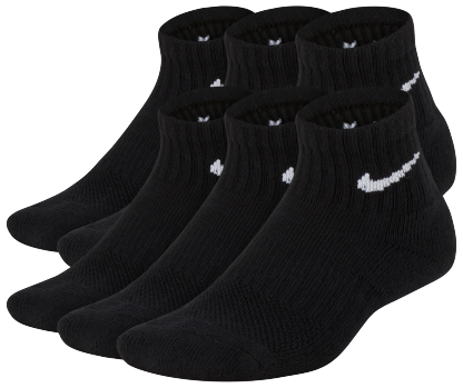 Nike 6 Pack Cushioned Quarter Socks 童款 - Black/White - Image 2