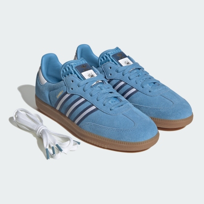 adidas Samba OG Shoes - Light Blue / Crew Blue / Cloud White - View 2