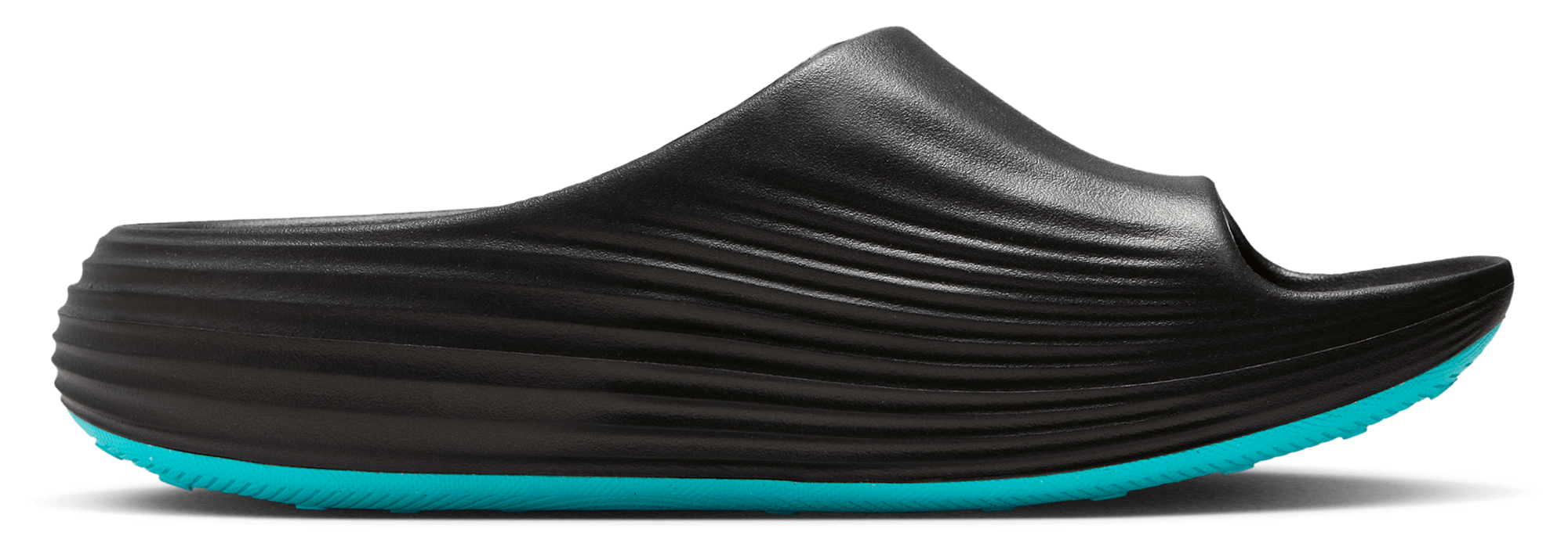 Nike Reactx Rejuven8 Slides - Black/Gamma Blue/Metallic Silver - Image 1