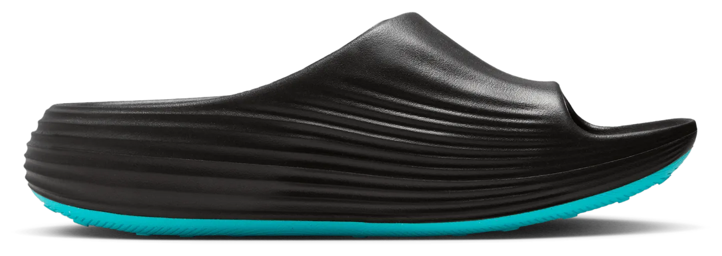 Nike Reactx Rejuven8 Slides - Black/Gamma Blue/Metallic Silver - Image 1