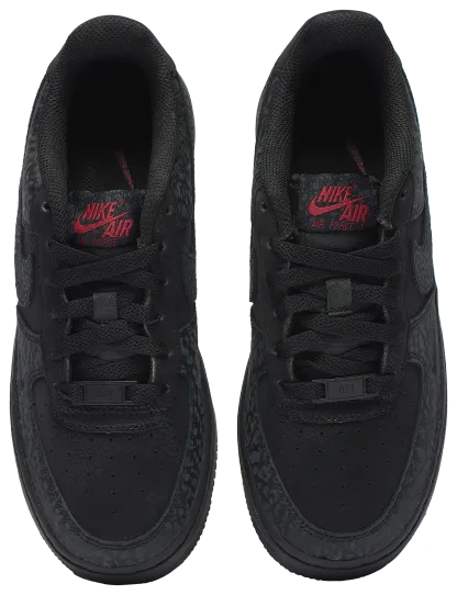 Nike Air Force 1 Low 童款 - Black/Grey/Red - Image 4